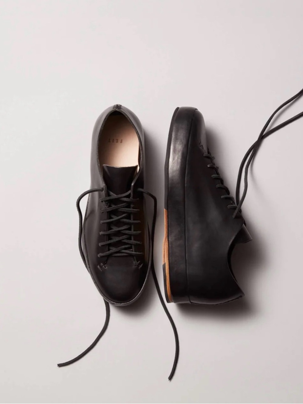 FEIT Handsewn Low BLACK LEATHER LOW TOP SHOES size 40